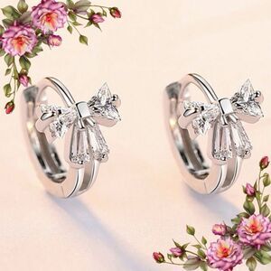 Bow Inlaid Zirconia Decorative Delicate Earrings